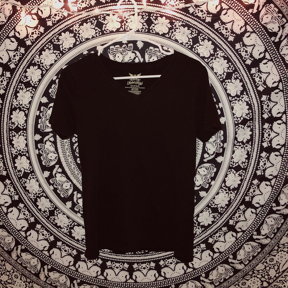 Black V-Neck Faded Glory T-shirt